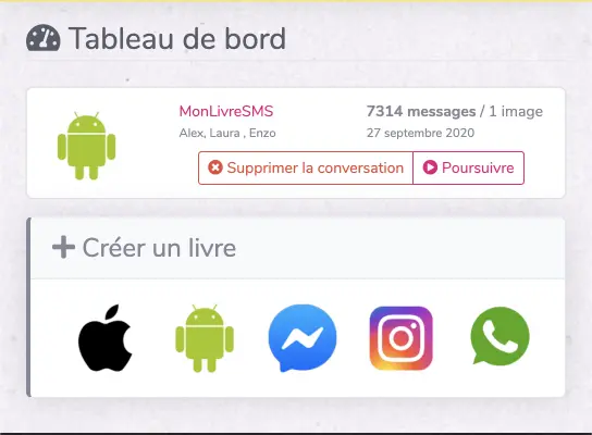 Android chat summary MonLivreSMS