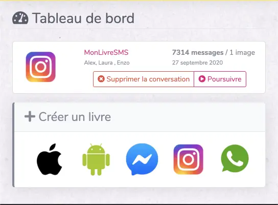 Instagram chat summary MonLivreSMS