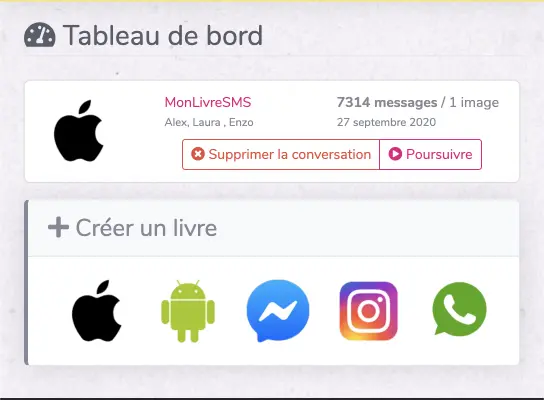 iPhone chat summary MonLivreSMS