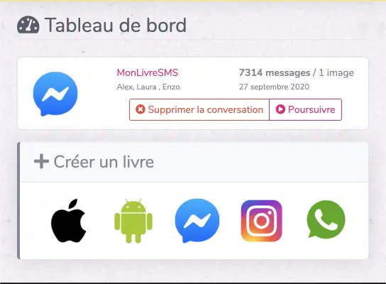 Messenger chat summary MonLivreSMS