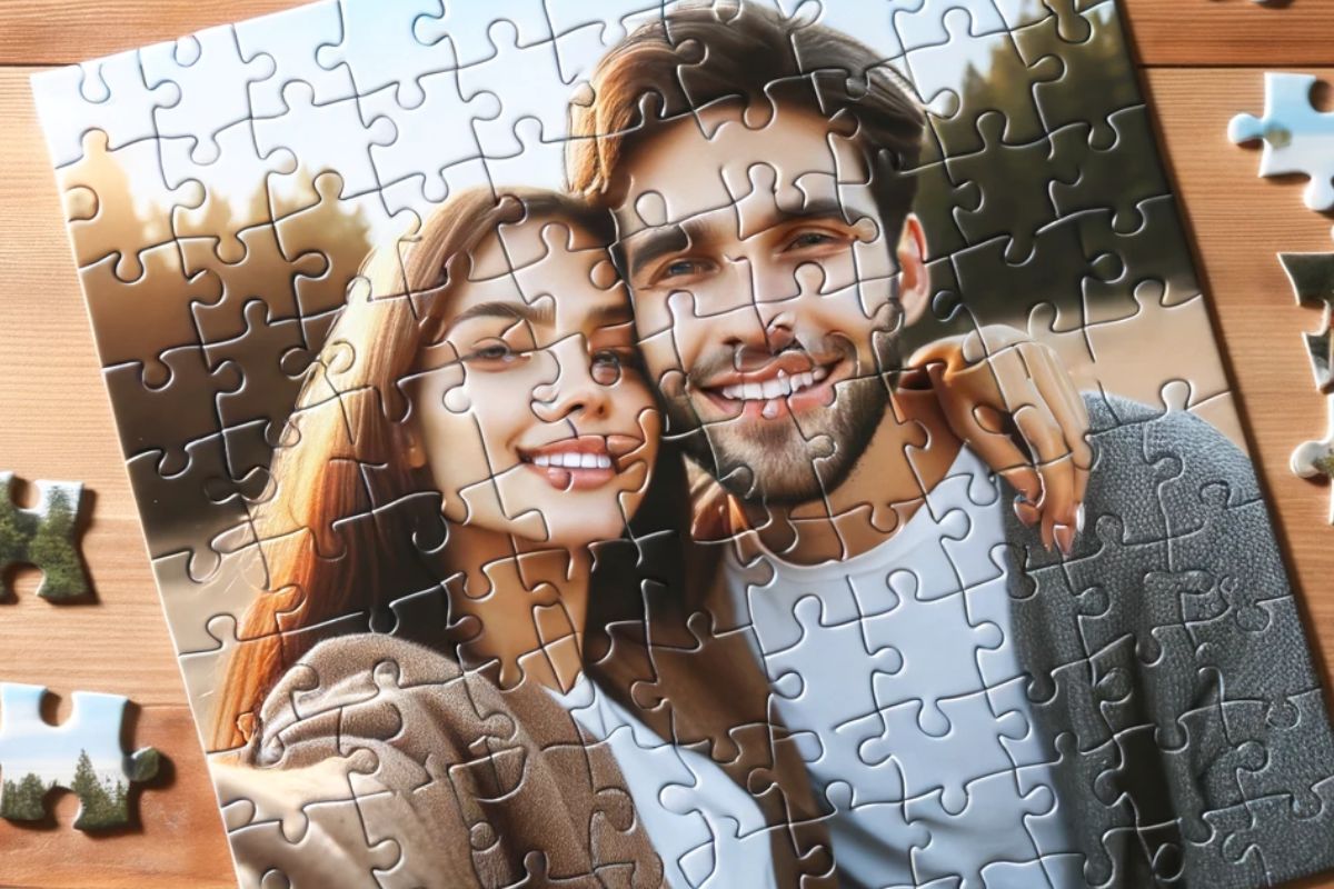 Un puzzle personnalisé avec des images de moments clés de la relation